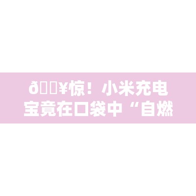 🔥惊！小米充电宝竟在口袋中“自燃”？真相令人咋舌！🔥