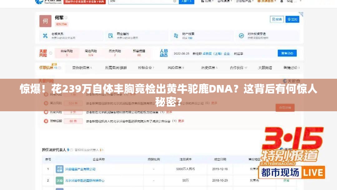 惊爆！花239万自体丰胸竟检出黄牛驼鹿DNA？这背后有何惊人秘密？